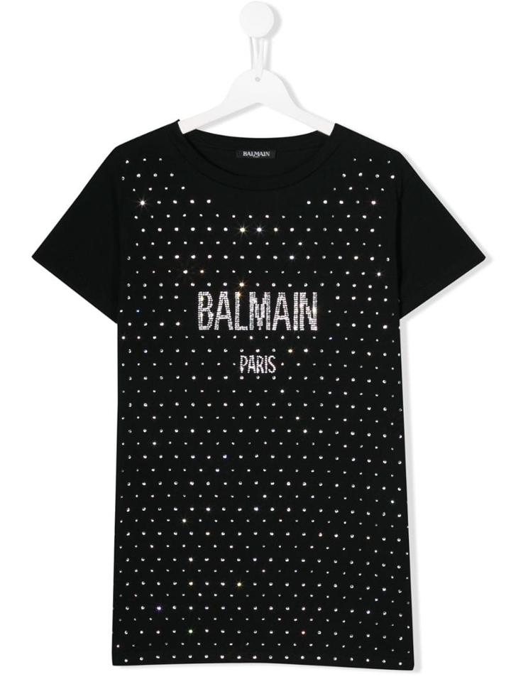 Balmain Kids Teen Studded Logo T-shirt - Black