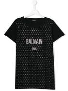 Balmain Kids Teen Studded Logo T-shirt - Black