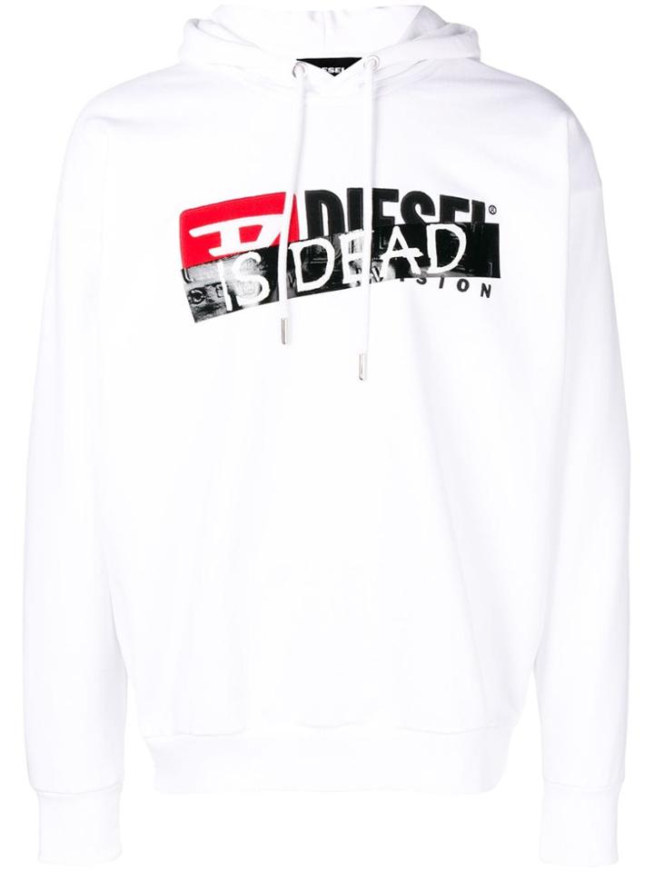 Diesel 'is Dead' Print Hoodie - White