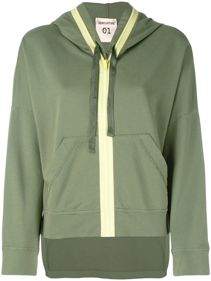 Semicouture - Zip Up Hoodie - Women - Cotton - 40, Green, Cotton