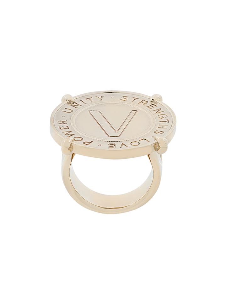 Versace Embossed V Ring - Metallic
