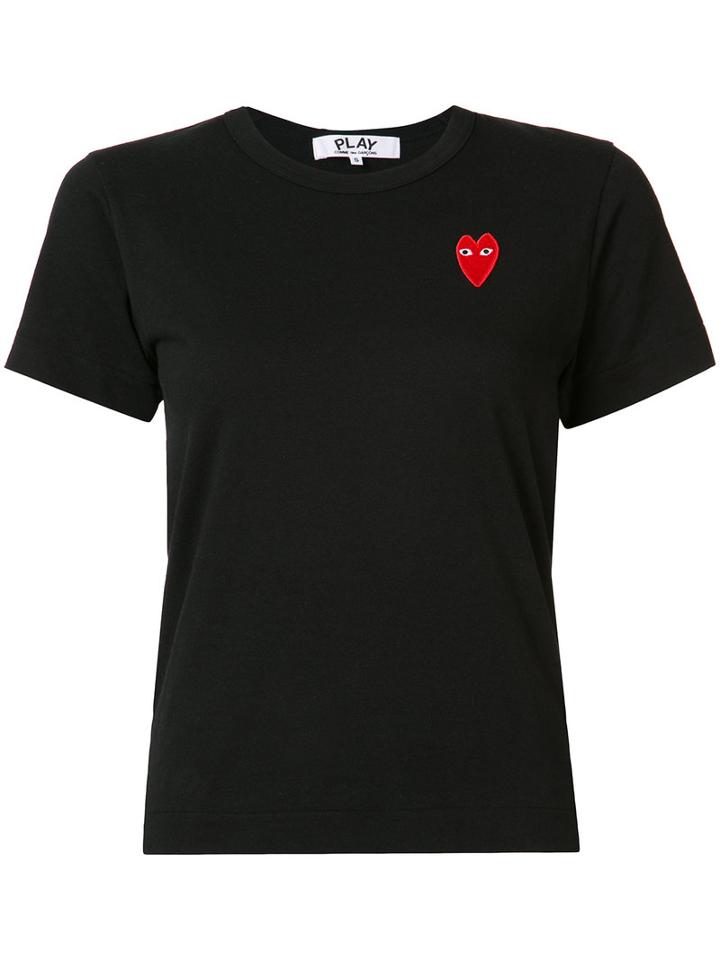 Comme Des Garçons Play - Embroidered Heart T-shirt - Women - Cotton - L, Black, Cotton