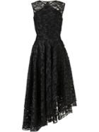 Christian Siriano Asymmetric Lace Dress, Women's, Size: 8, Black, Polyester