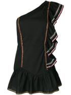 Love Shack Fancy Ruffled One Shoulder Dress - Black