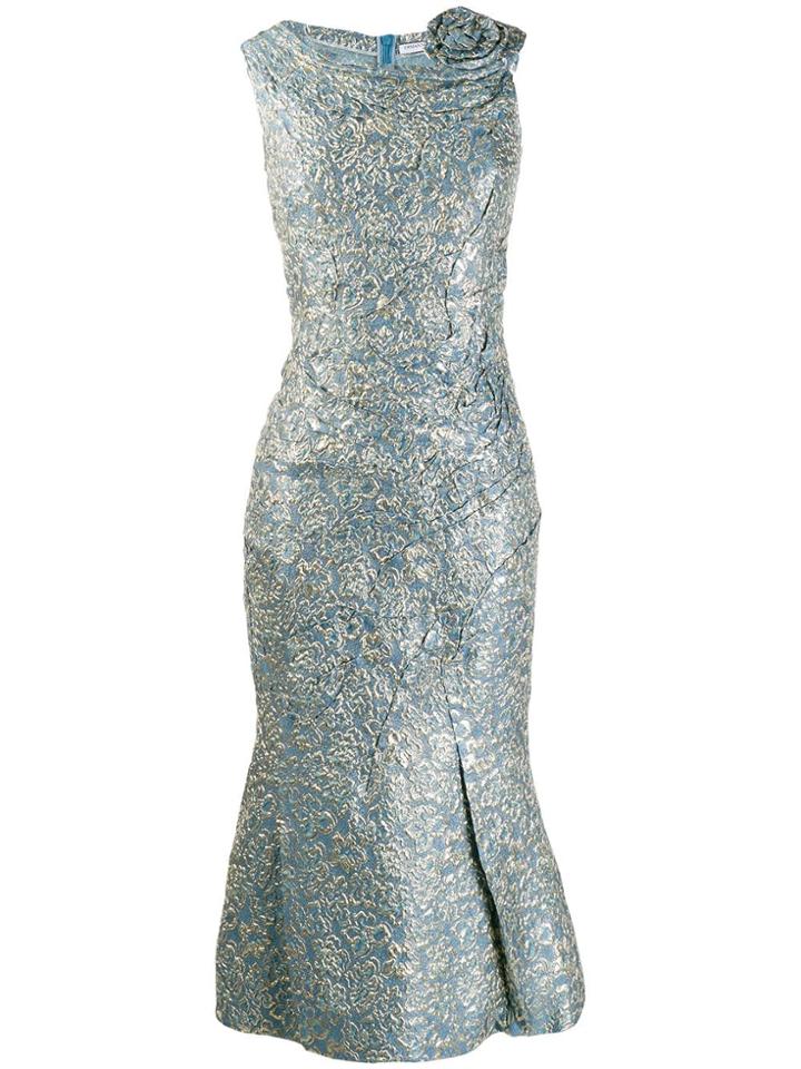 Ermanno Scervino Brocade Midi Dress - Blue