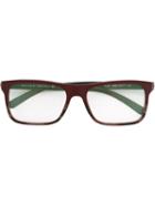 Bulgari Rectangular Frame Glasses, Red, Acetate