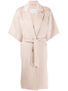 Max Mara Cropped Sleeve Tie Waist Coat - Neutrals
