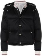 Thom Browne Tonal Grosgrain Down Cashmere Bomber - Black