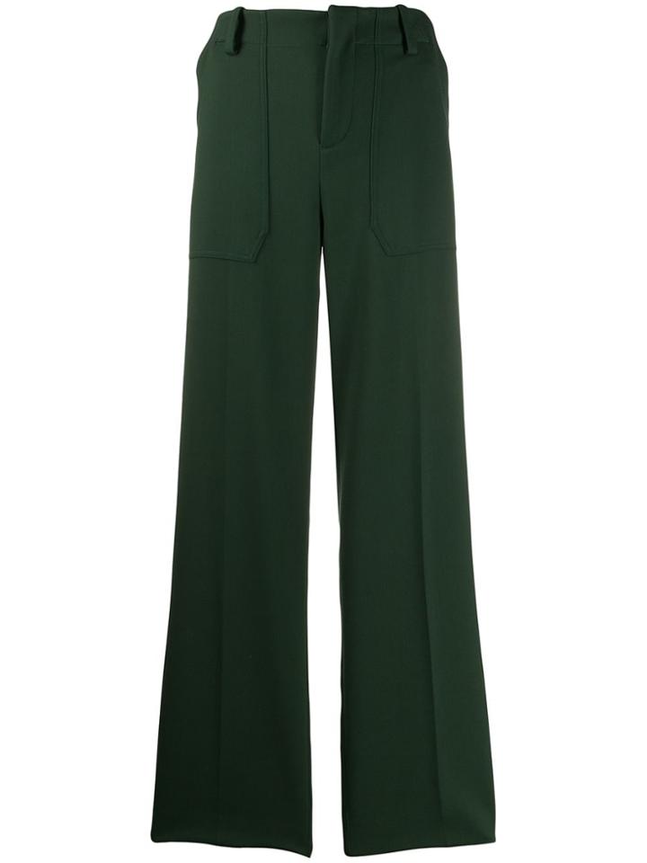 Plan C Wide Leg Tailored Trousers - Green