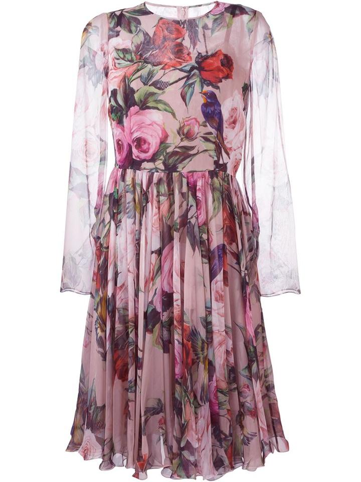 Dolce & Gabbana Floral And Bird Print Dress