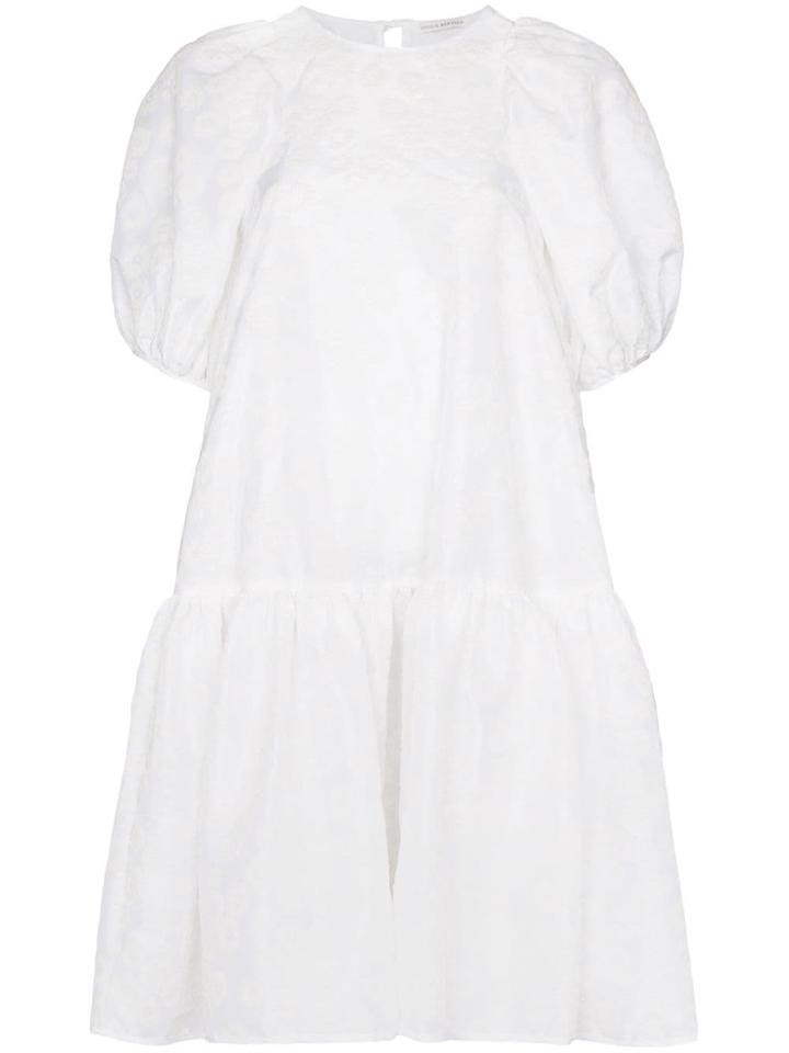 Cecilie Bahnsen Flocked Floral Dress - White