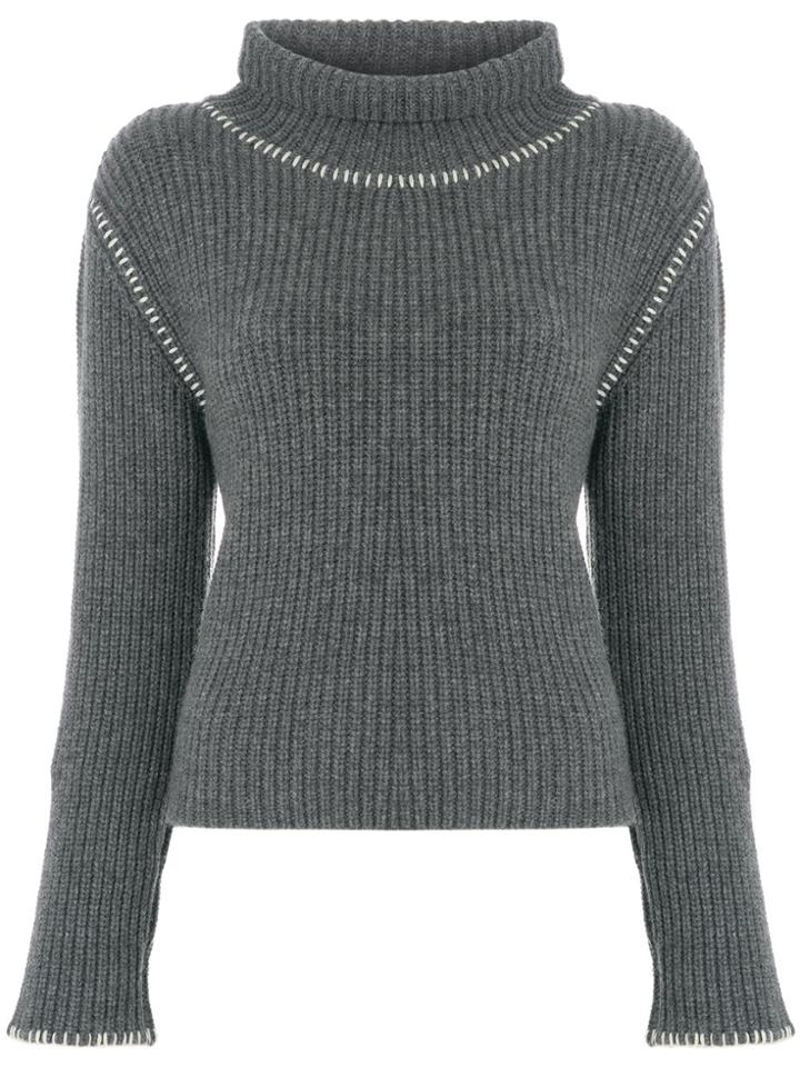 Moschino Ribbed Turtleneck Jumper - Grey