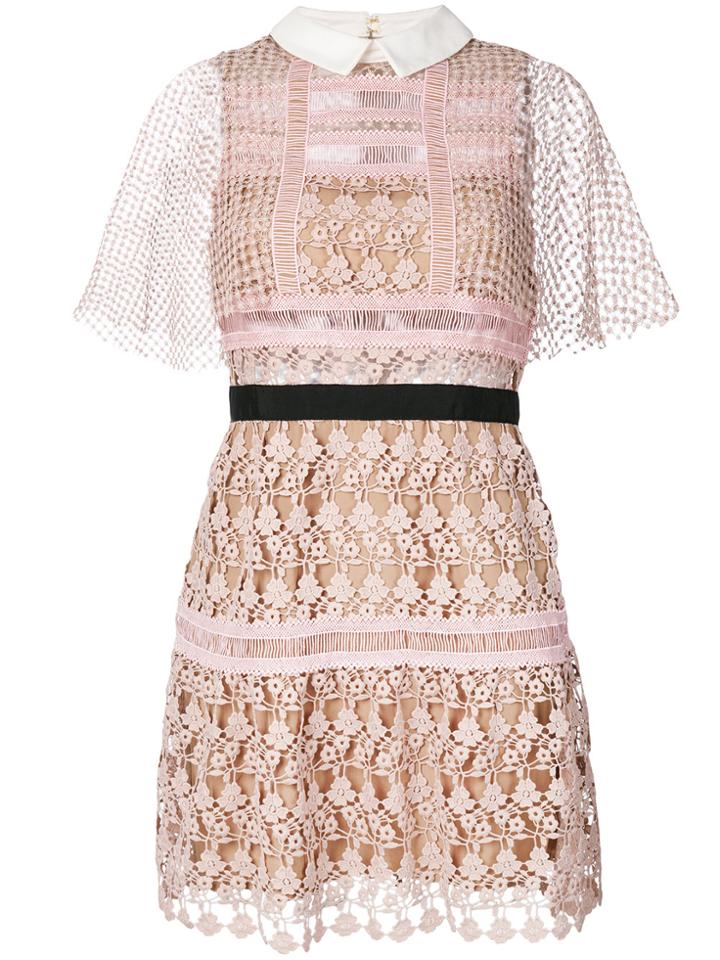 Self-portrait Floral Embroidery Dress - Nude & Neutrals