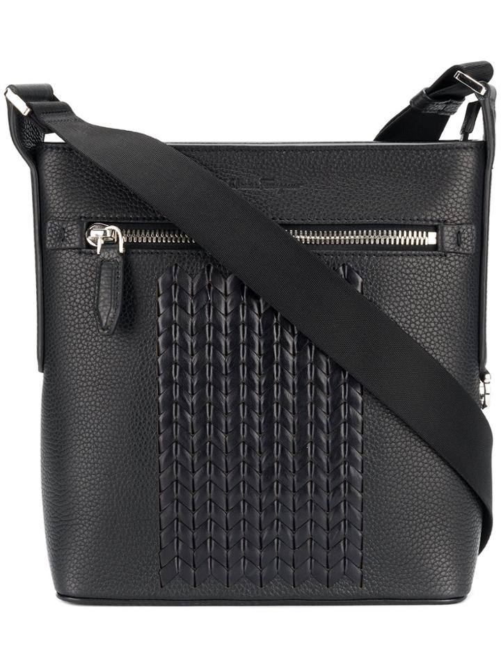 Salvatore Ferragamo Woven Textured Tote Bag - Black