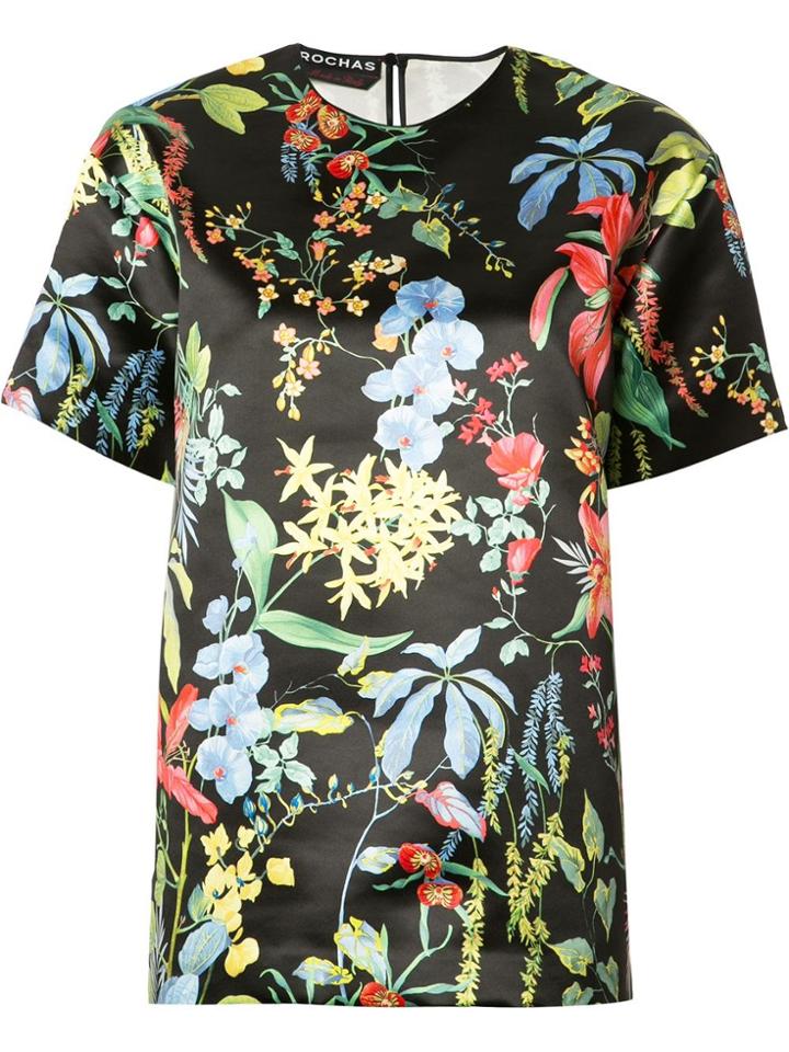 Rochas Floral Print T-shirt - Black