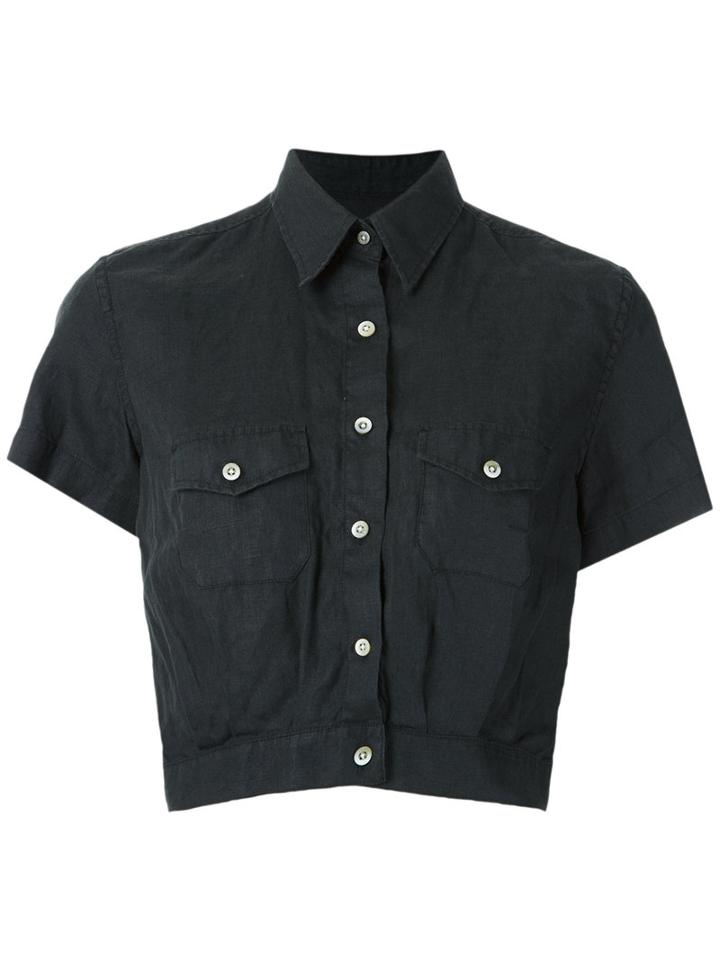 À La Garçonne - Cropped Shirt - Women - Linen/flax - G, Black, Linen/flax