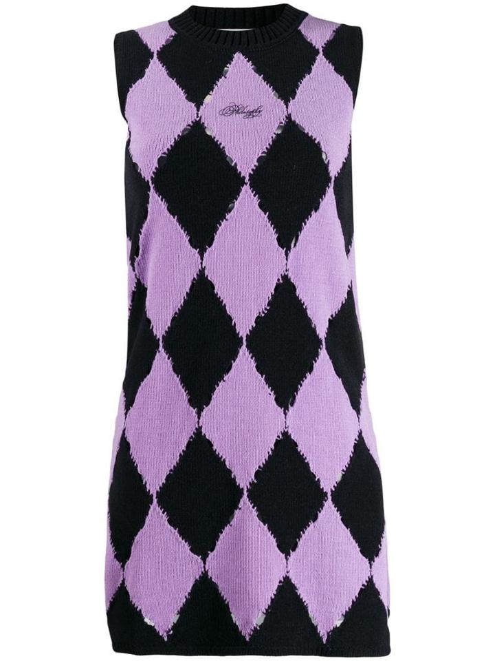 Philosophy Di Lorenzo Serafini Knitted Argyle Shift Dress - Black