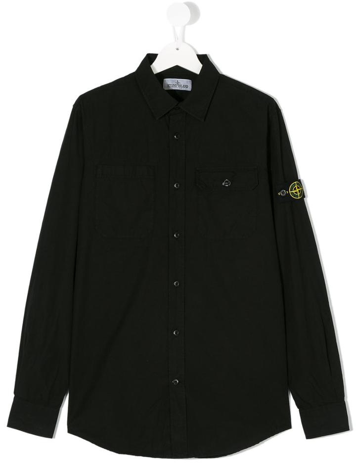 Stone Island Junior - Classic Logo Shirt - Kids - Cotton - 14 Yrs, Black