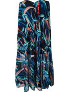 Msgm Strapless Printed Pleated Dress - Multicolour