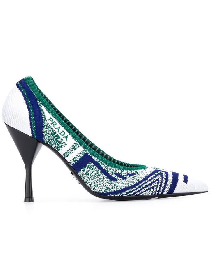 Prada Intarsia Knit Pumps - Blue