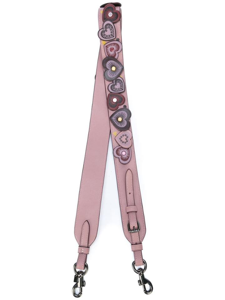 Coach Heart Appliqué Bag Strap - Pink & Purple