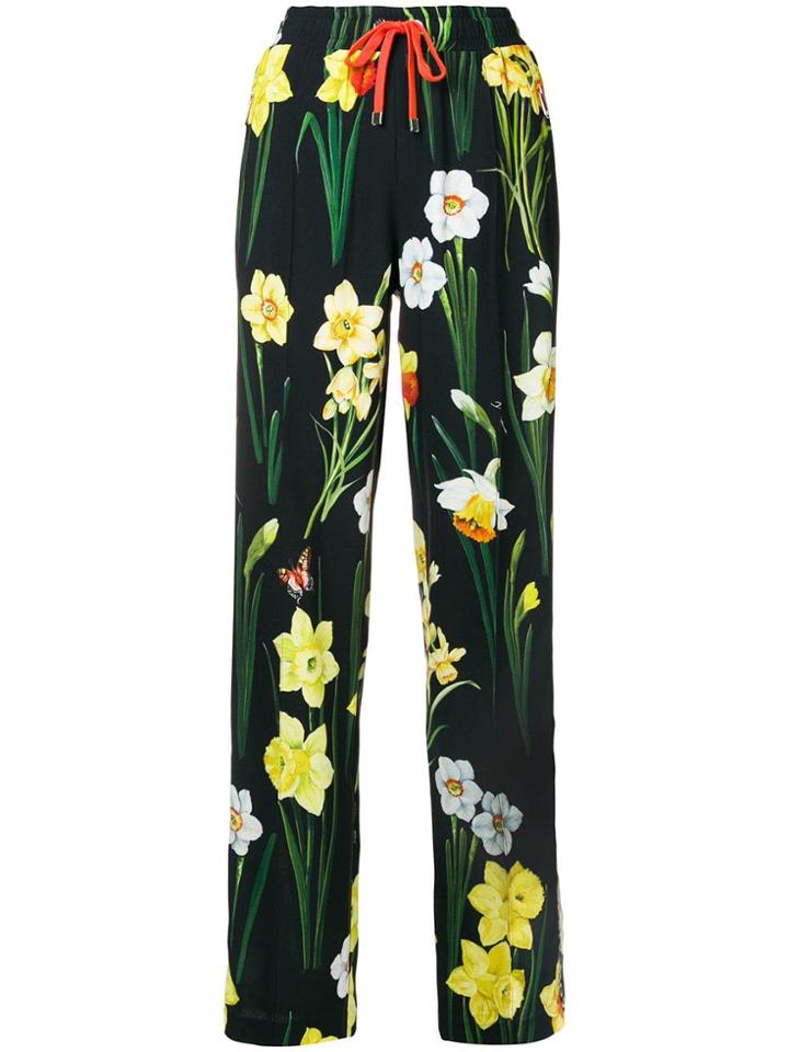 Dolce & Gabbana Floral-print Jogger Trousers - Black