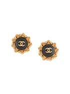 Chanel Vintage Round Edge Design Earrings - Metallic