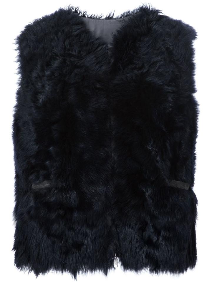 Brunello Cucinelli Shearling Gilet, Women's, Size: 38, Blue, Nylon/sheep Skin/shearling