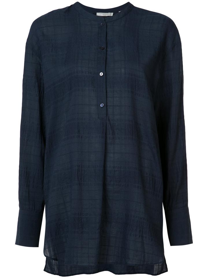 Vince Oversized Plaid Shirt, Women's, Size: Small, Blue, Cotton