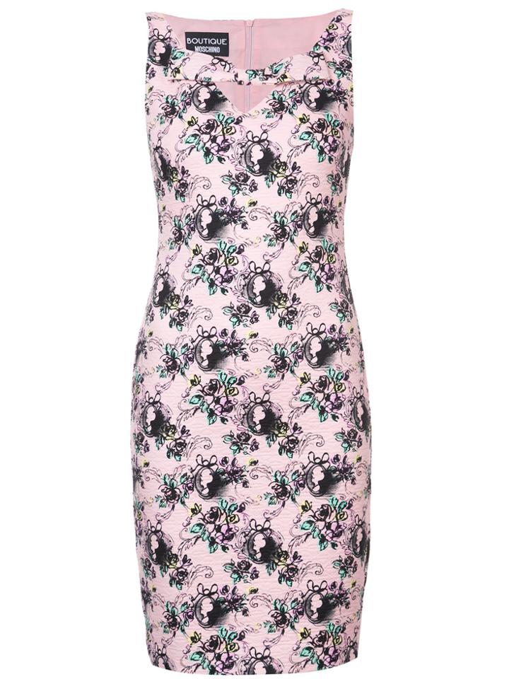 Boutique Moschino Floral Print Fitted Dress - Pink & Purple