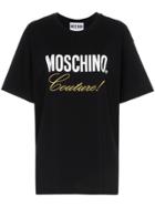Moschino Black Embroidered Couture Logo Cotton T-shirt