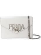 Prada Logo Plaque Shoulder Bag - White