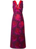 Delpozo Floral Print V-neck Gown - Pink