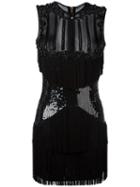 Balmain Sequined Panel Mini Dress, Women's, Size: 36, Black, Plastic/viscose/nylon/glass