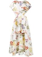 Rosie Assoulin Floral Print Cutout Dress - White