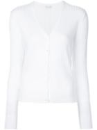 Estnation - Ribbed V-neck Cardigan - Women - Cotton - 38, White, Cotton