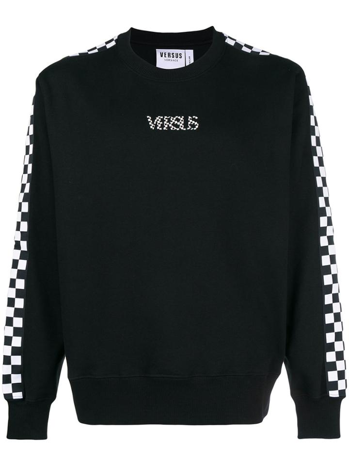Versus Checkered Panel Sweatshirt - Black