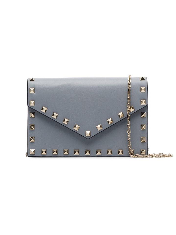 Valentino Livid Blue Leather Rockstud Clutch