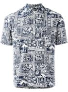 Salvatore Piccolo Printed Shorsleeved Shirt, Men's, Size: 39, Blue, Cotton/rayon