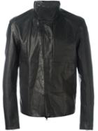 Kazuyuki Kumagai Funnel Neck Jacket, Men's, Size: 4, Black, Leather/polyurethane/nylon