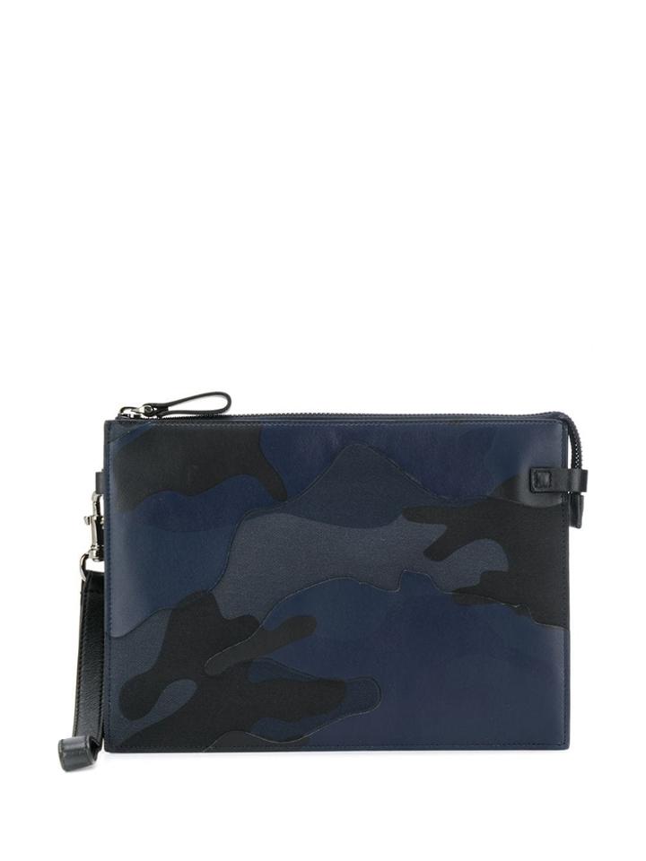Valentino Valentino Garavani Camouflage Zipped Clutch - Blue