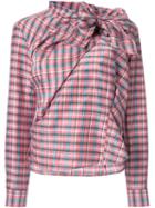 Isabel Marant - 'mista' Checked Pattern Top - Women - Silk/ramie - 40, Pink/purple, Silk/ramie