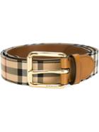 Burberry Horseferry Check Belt, Men's, Size: 90, Nude/neutrals, Polyamide/calf Leather