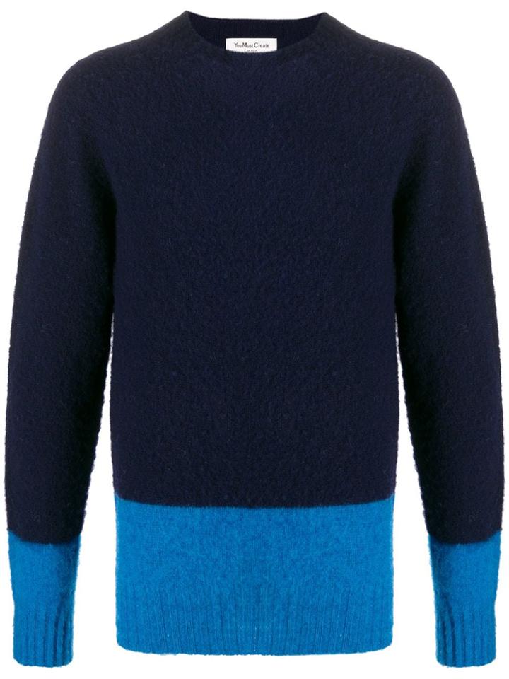 Ymc Two-tone Knitted Jumper - Blue