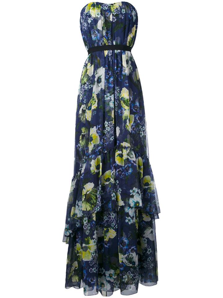 Erdem - Long Floral Sleeveless Dress - Women - Silk - 12, Blue, Silk