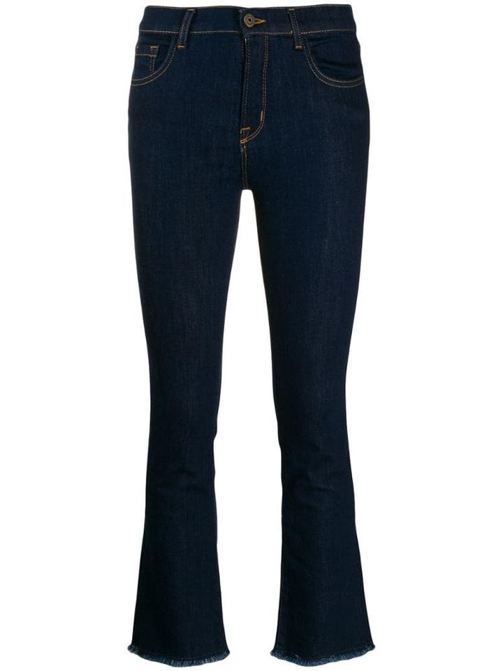L'autre Chose Fringed Jeans In A Cropped Length - Blue