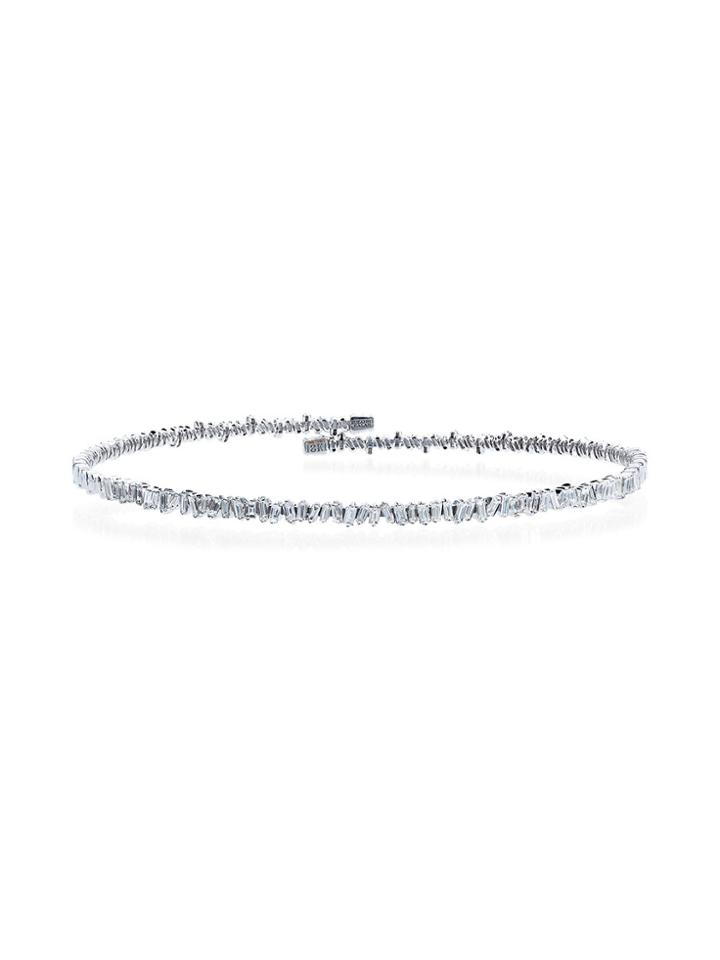 Suzanne Kalan White Gold Fireworks Classic Baguette Choker - Metallic