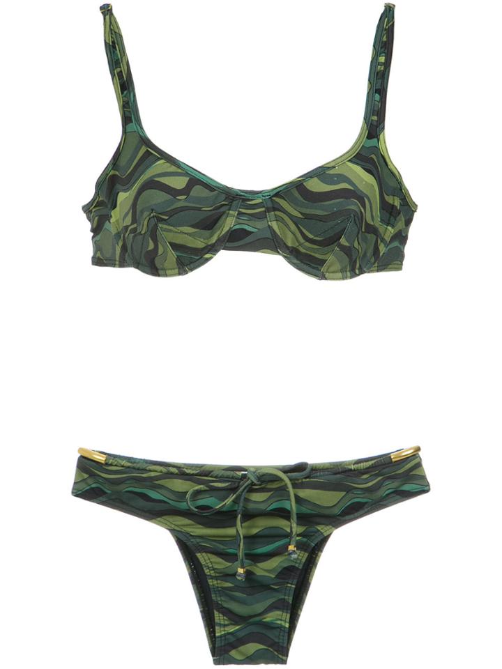 Amir Slama Drawstring Bikini Set - Green