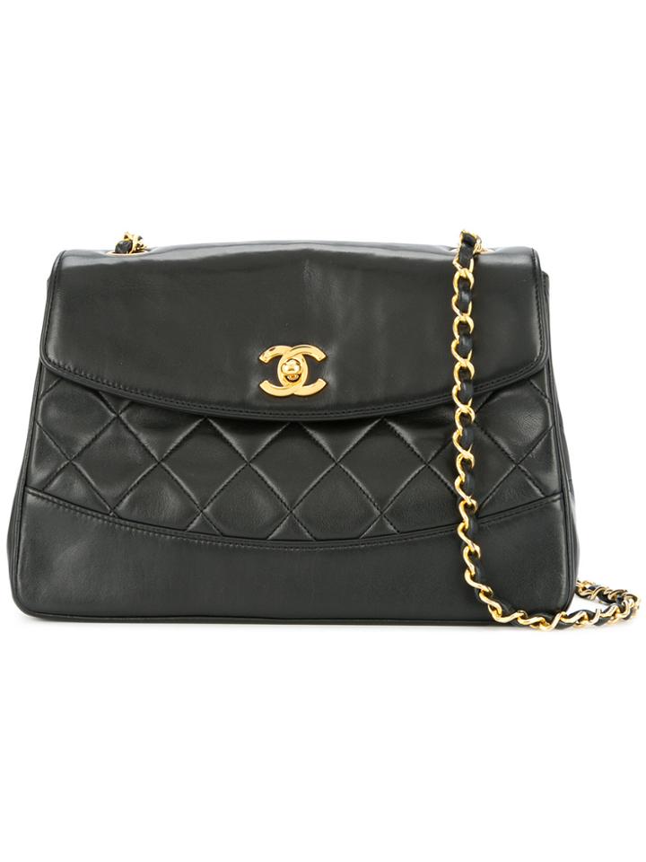 Chanel Vintage Single Chain Shoulder Bag - Black
