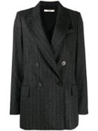 Odeeh Pinstriped Double Breasted Blazer - Grey